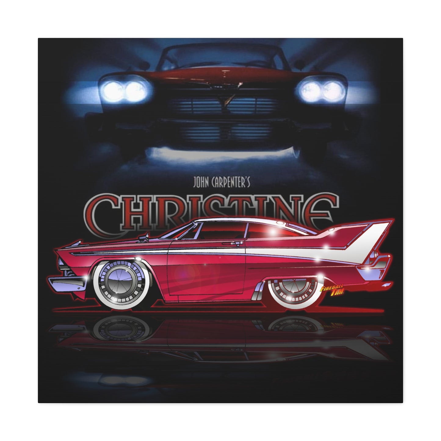 CHRISTINE 1958 Plymouth Fury Movie Car Fireball Art Canvas Print