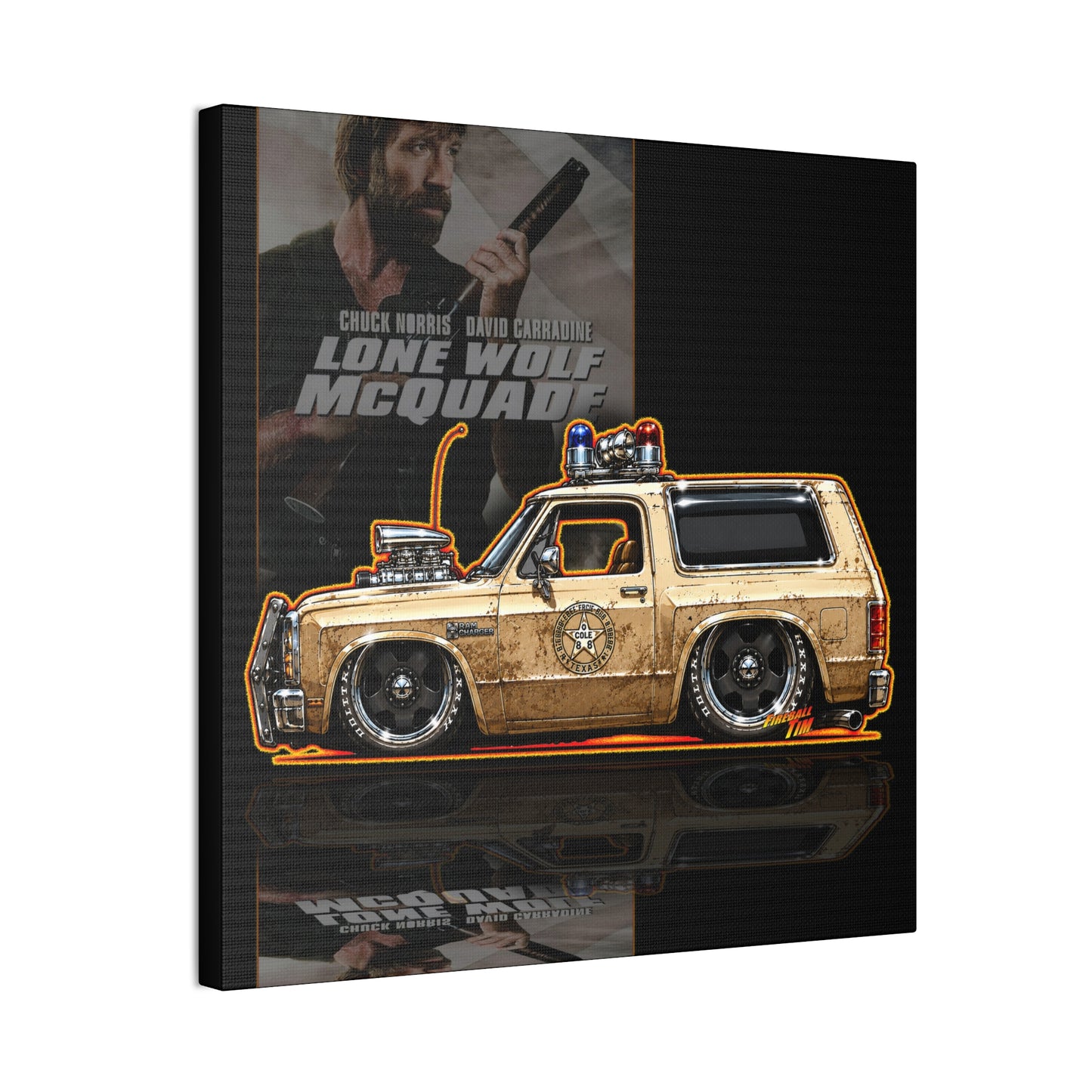 LONE WOLF MCWADE 1983 Dodge Ramcharger Collectible Art Canvas Stretched Print