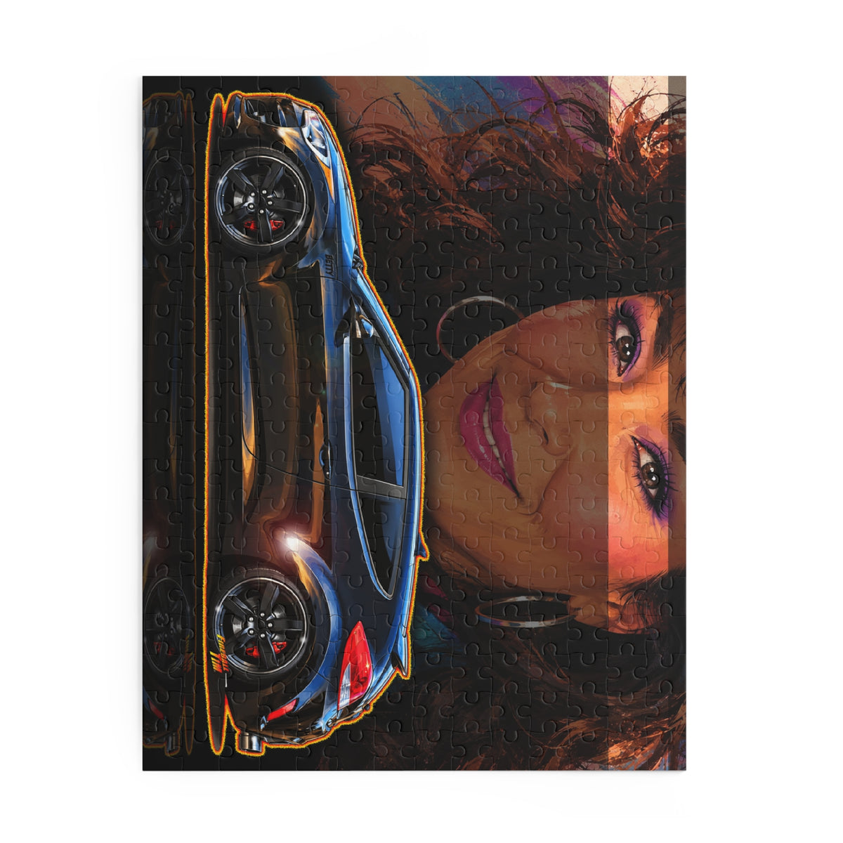 HYUNDAI VELOSTER 2012 Black Betty Collectible Fireball Art Jigsaw Puzzle — Retro Custom Cars (120/252/500‑Piece)