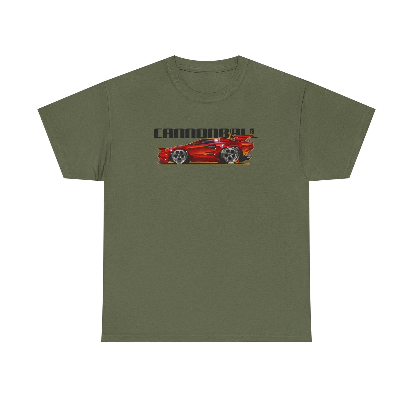 CANNONBALL RUN LAMBORGHINI COUNTACH Heavy Cotton Tee Shirt - Multiple Colors