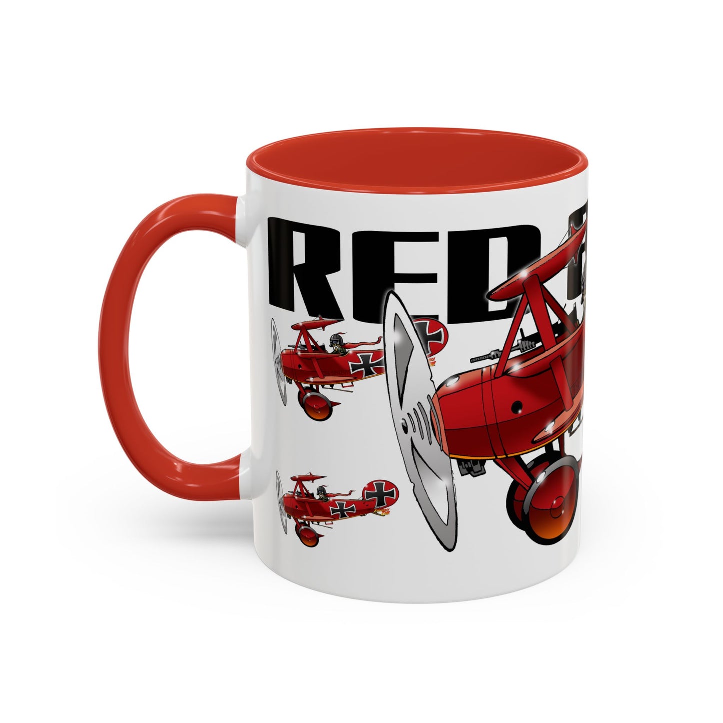 RED BARON FOKKER WW1 Airplane Fireball Art Collectible Coffee Mug - 2 Sizes