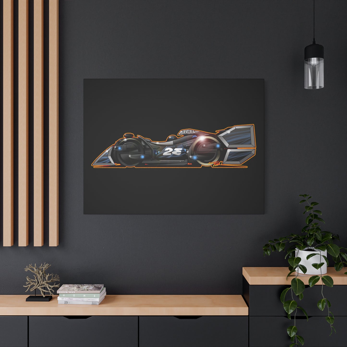 SPEED RACER GRAY GHOST Race Car Fireball Art Canvas Print