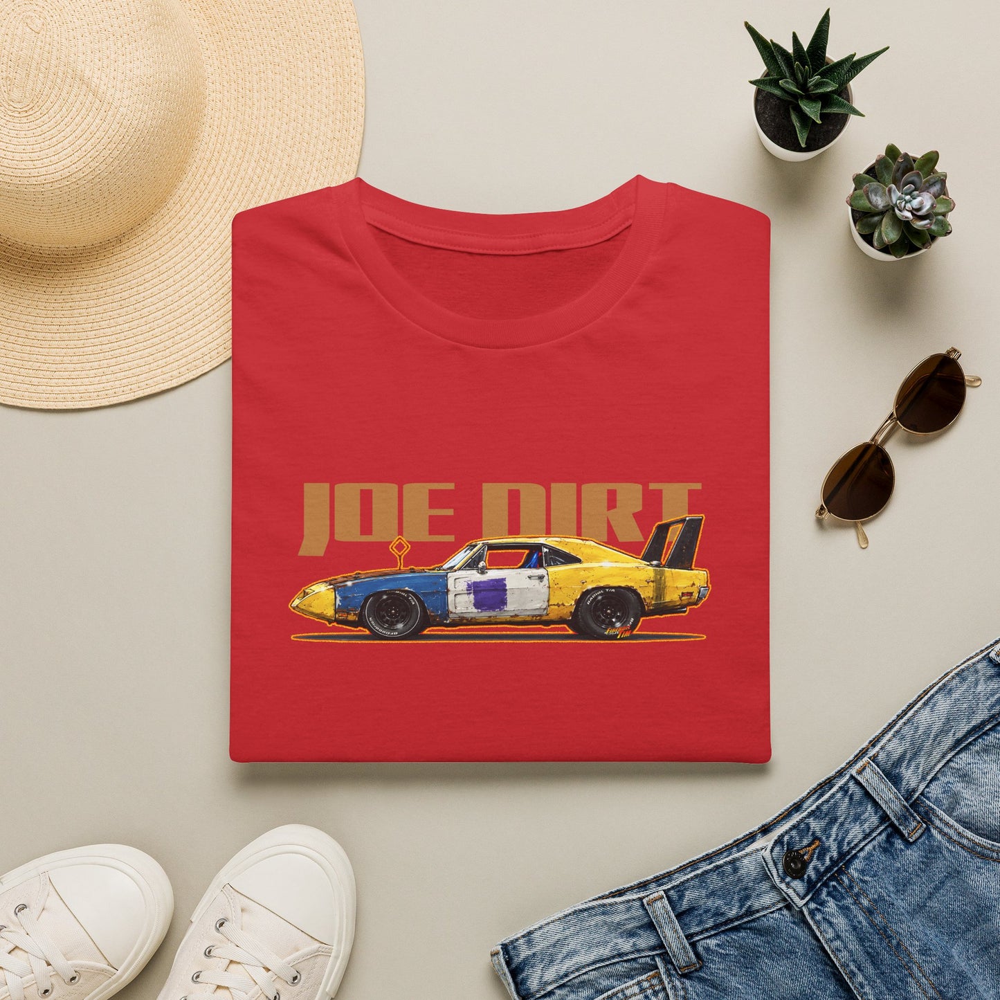 JOE DIRT 1969 Dodge Charger Daytona Collectible Fireball Art Tee Shirt