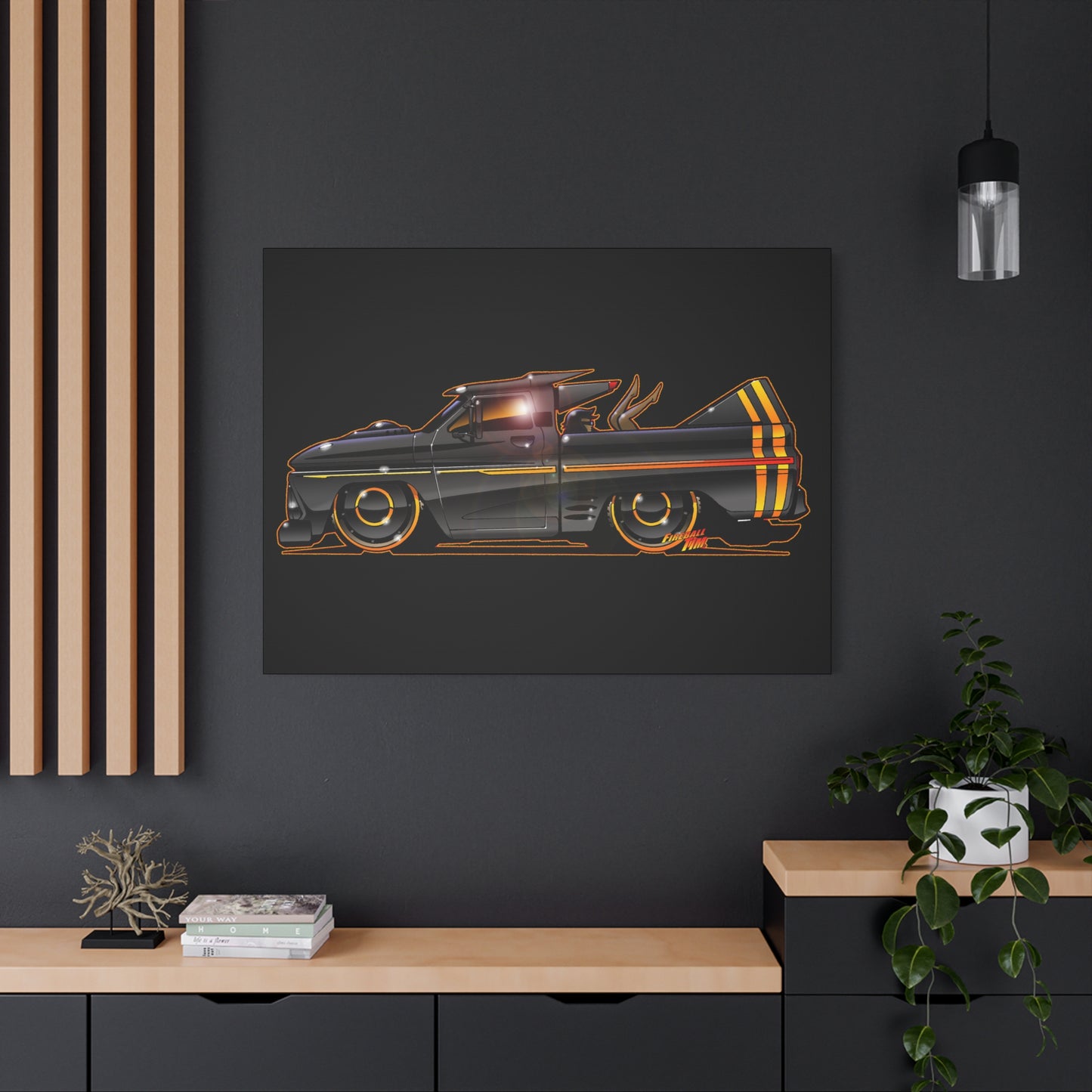 CHEVROLET C10 1960 Stinger Pickup Truck Fireball Art Canvas Print