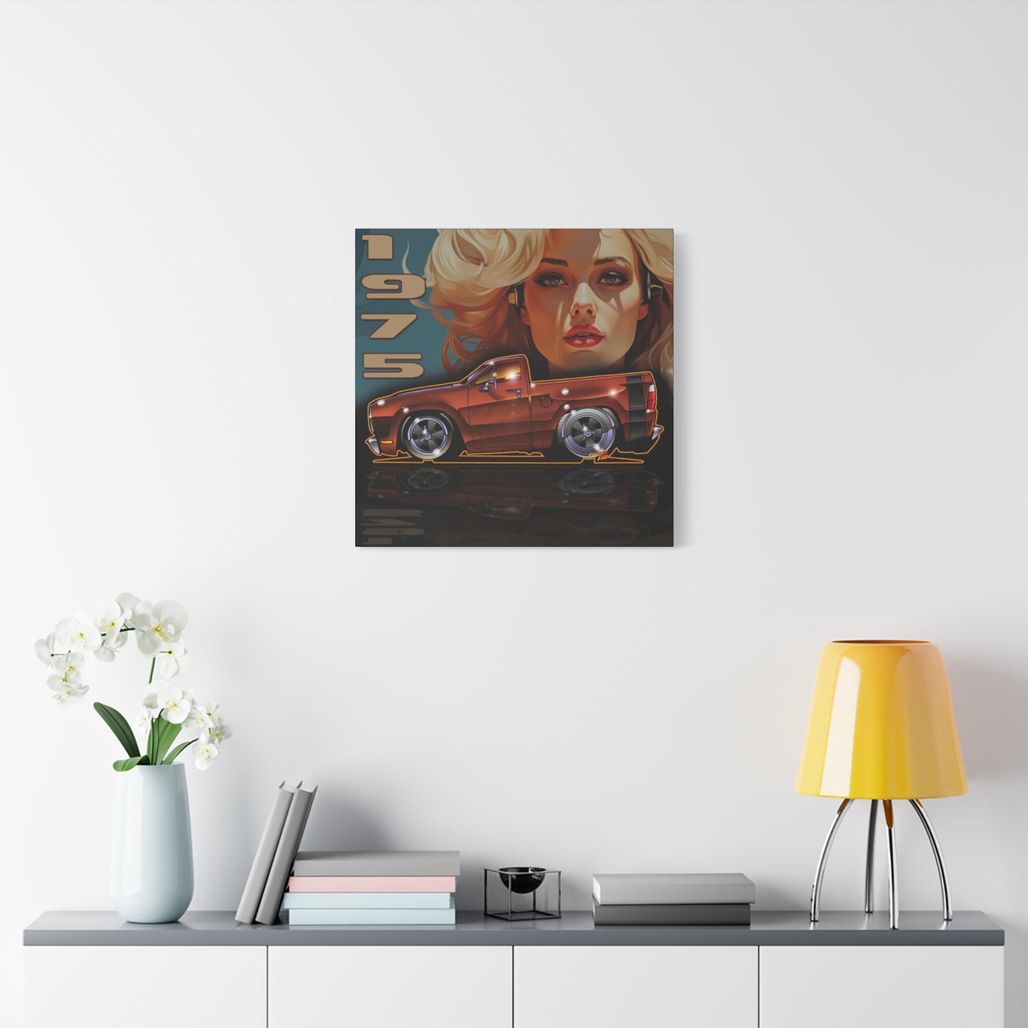 DODGE ADVENTURER SRT Pickup Truck 1975 Fireball Art Canvas Print