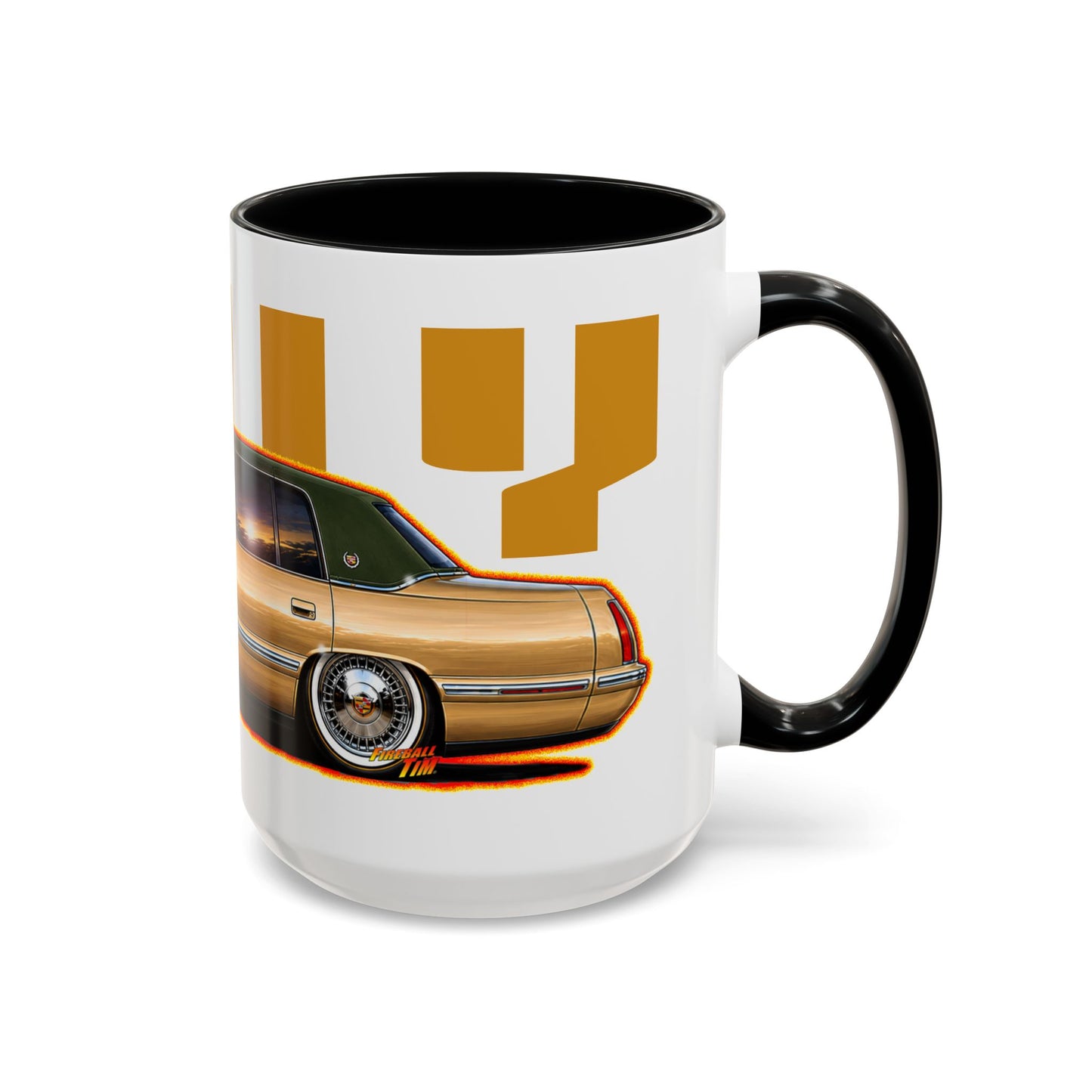 DOLLY PARTON 1997 Cadillac DeVille Collectible Fireball Art Coffee Mug - 2 Sizes