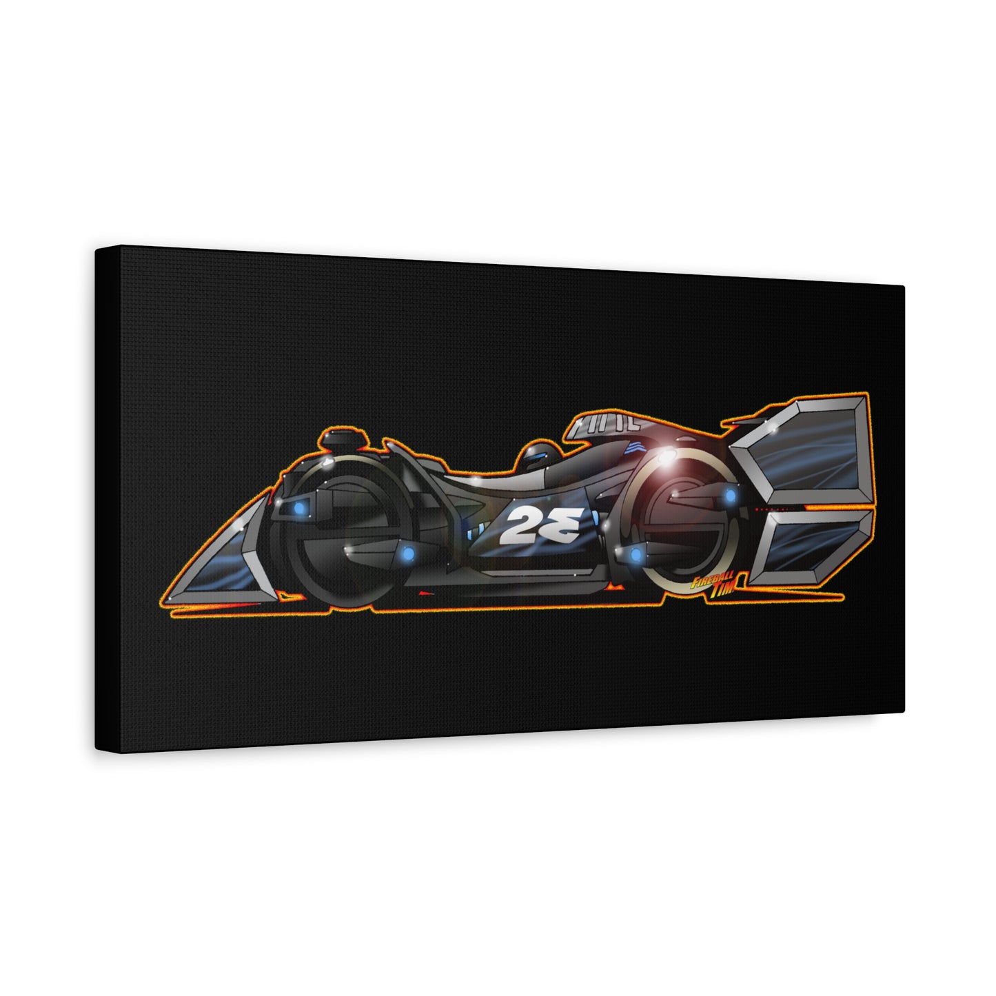 SPEED RACER GRAY GHOST Race Car Fireball Art Canvas Print