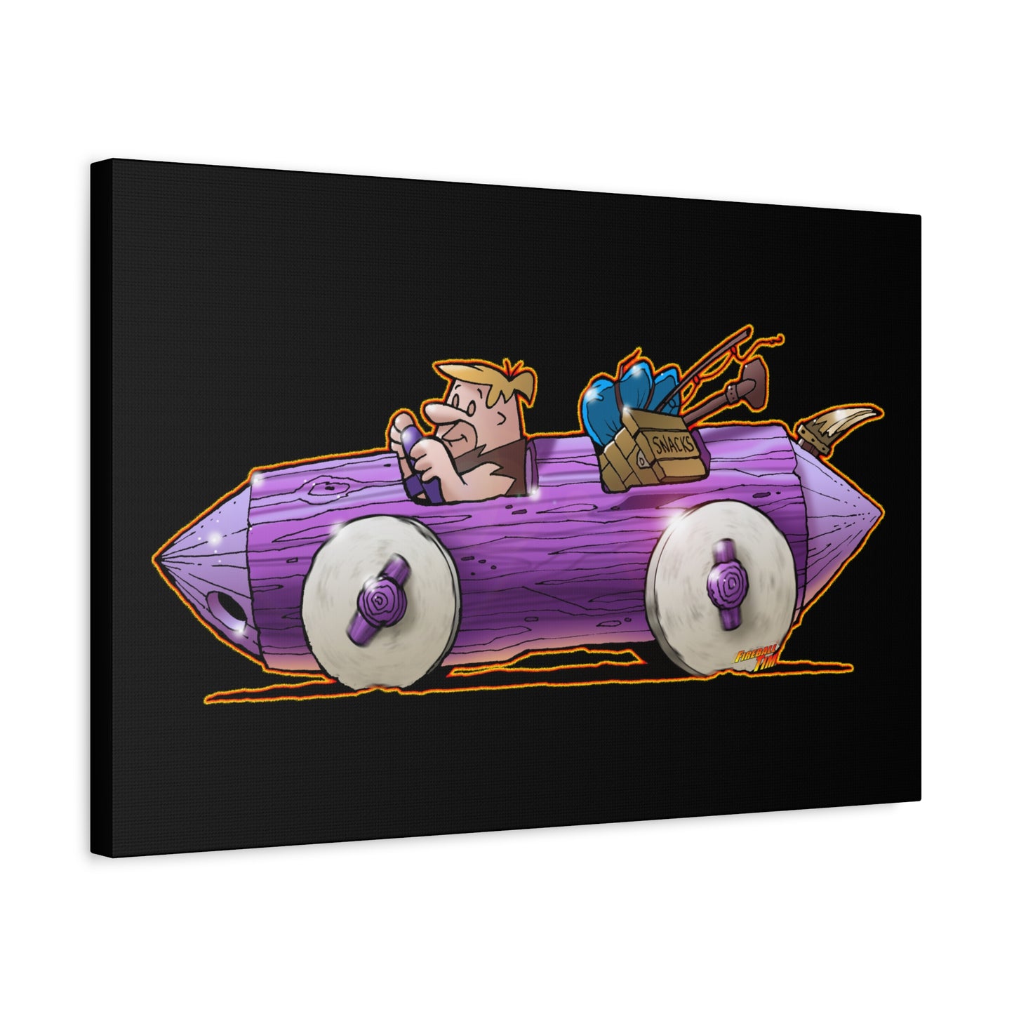 FLINSTONES BARNEY RUBBLE Fireball Art Canvas Wall Print - Multiple Sizes