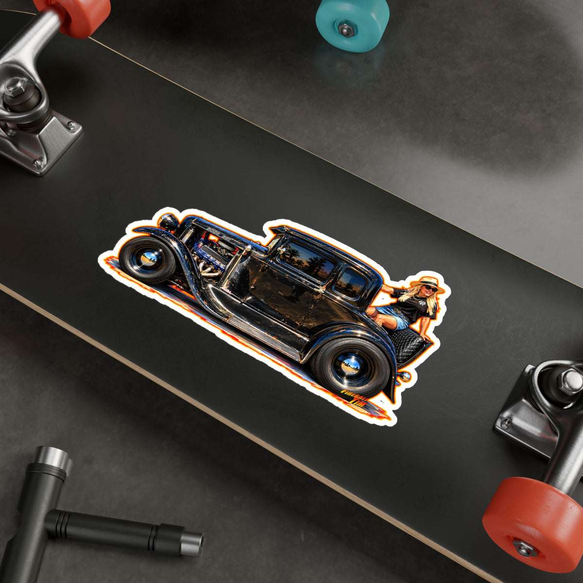 MCDOUGALL SPECIAL Model A Hot Rod Collectible Fireball Art Stickers - 4 Sizes