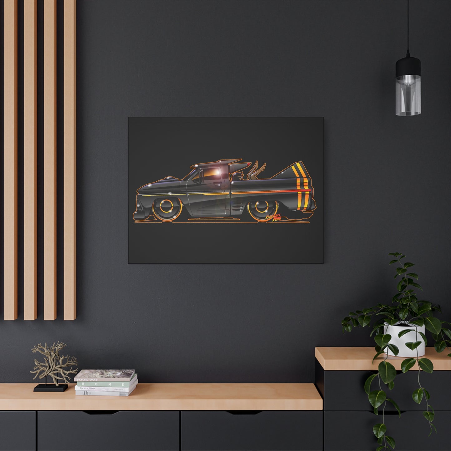 CHEVROLET C10 1960 Stinger Pickup Truck Fireball Art Canvas Print