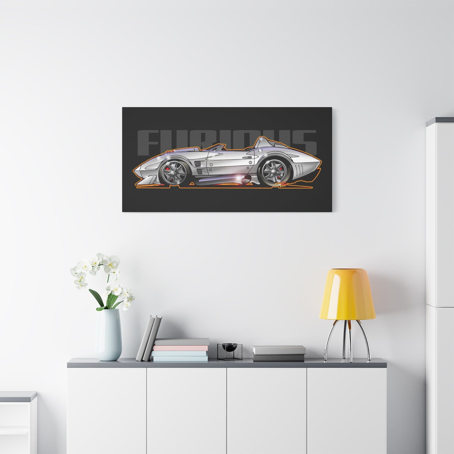FAST AND FURIOUS Grand Sport Stingray Corvette Fireball Art Canvas Art Wall Print