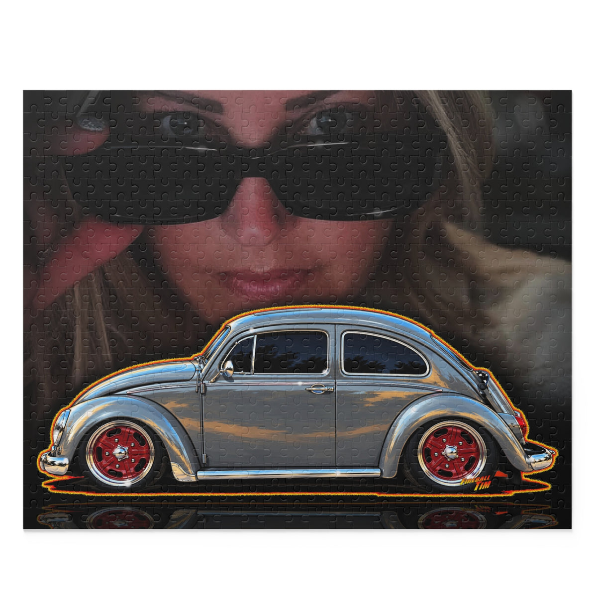 KUSTOM 1964 VW BUG Collectible Fireball Art Jigsaw Puzzle — Retro Custom Cars (120/252/500‑Piece)