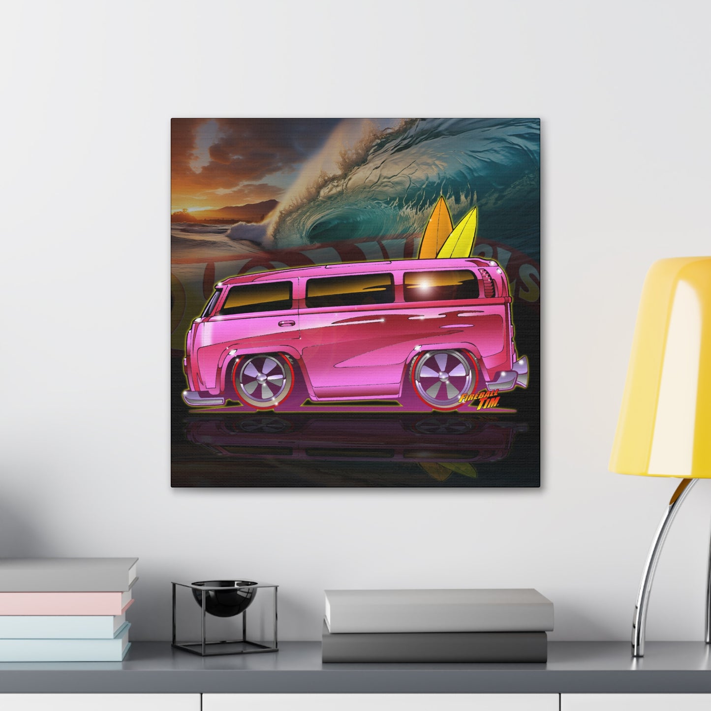 Hot Wheels PINK BEACH BOMB VW Bus Canvas MASTERPRINT 3 Sizes