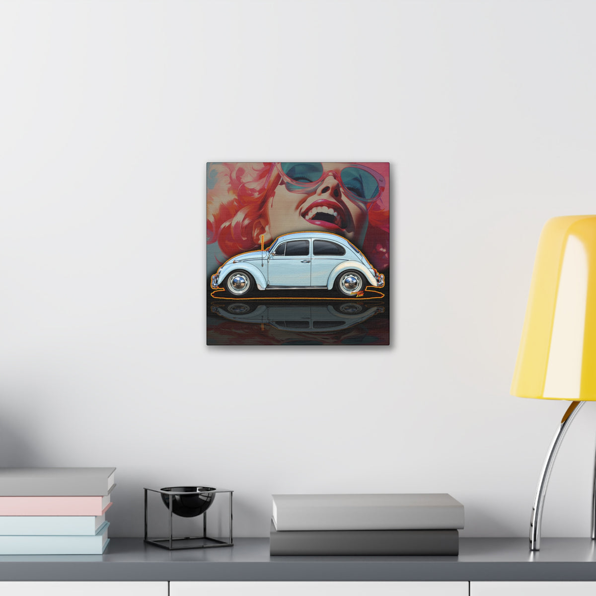 CLASSIC VOLKSWAGEN VW Bug Collectible Fireball Art Canvas Stretched Print