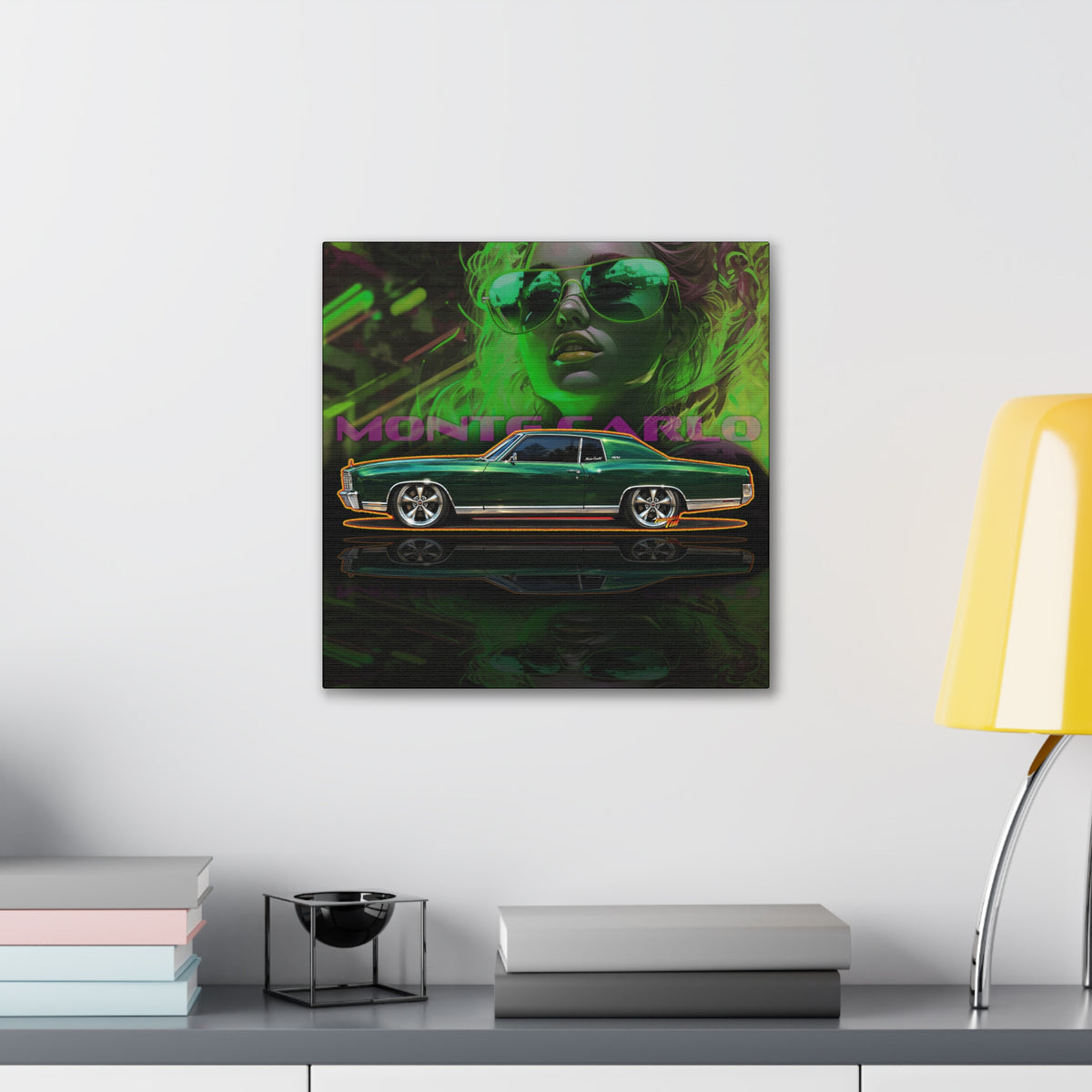 CHEVY MONTE CARLO 1971 Collectible Fireball Art Canvas Stretched Print