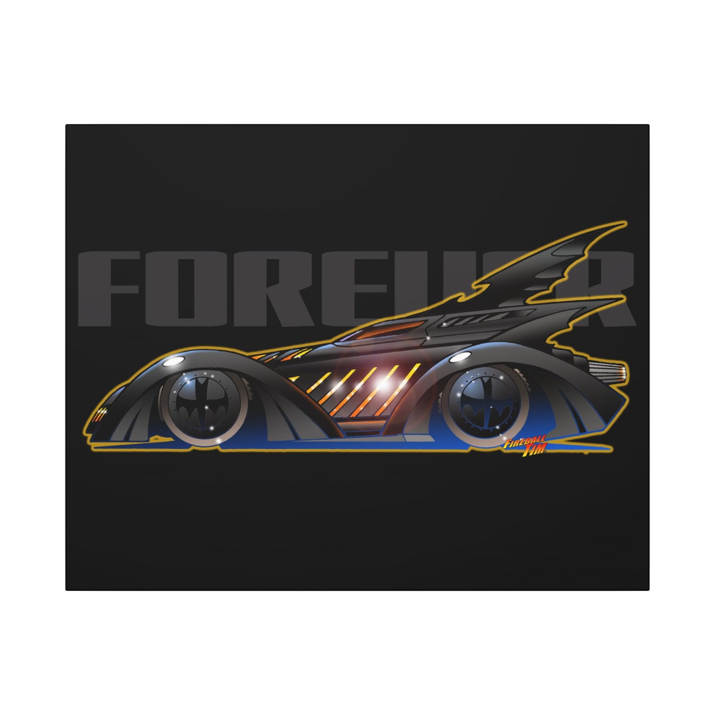 BATMAN FOREVER BATMOBILE Fireball Art Canvas Print