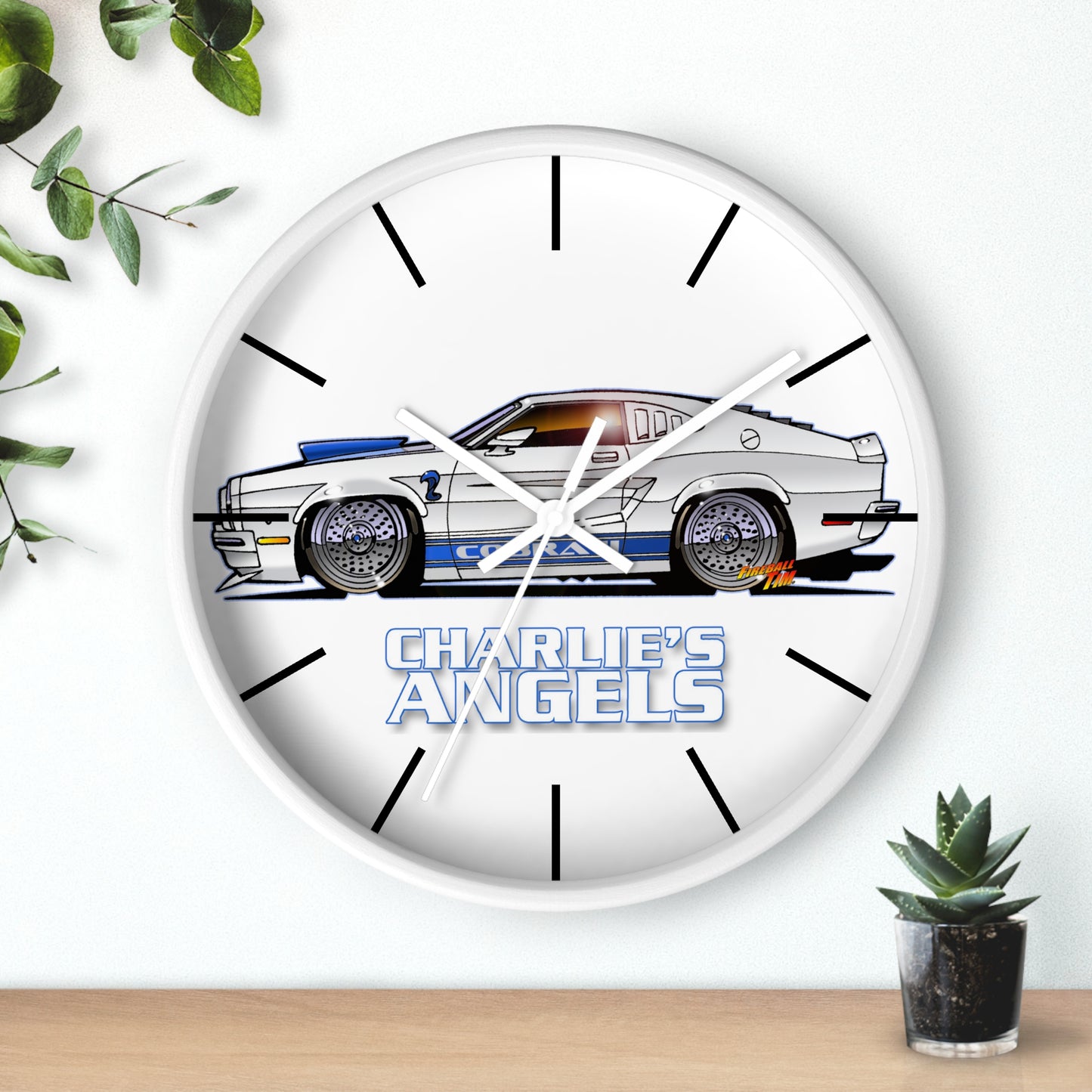 CHARLIES ANGELS TV Show Ford Mustang Cobra 2 Garage Wall Clock