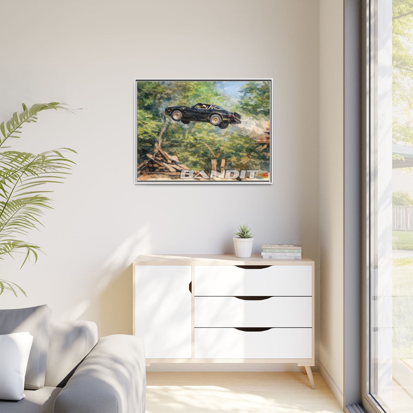 SMOKEY AND THE BANDIT TRANS AM WATERCOLOR PAINTING Fireball Movie Car Canvas Print - Framed 24x18