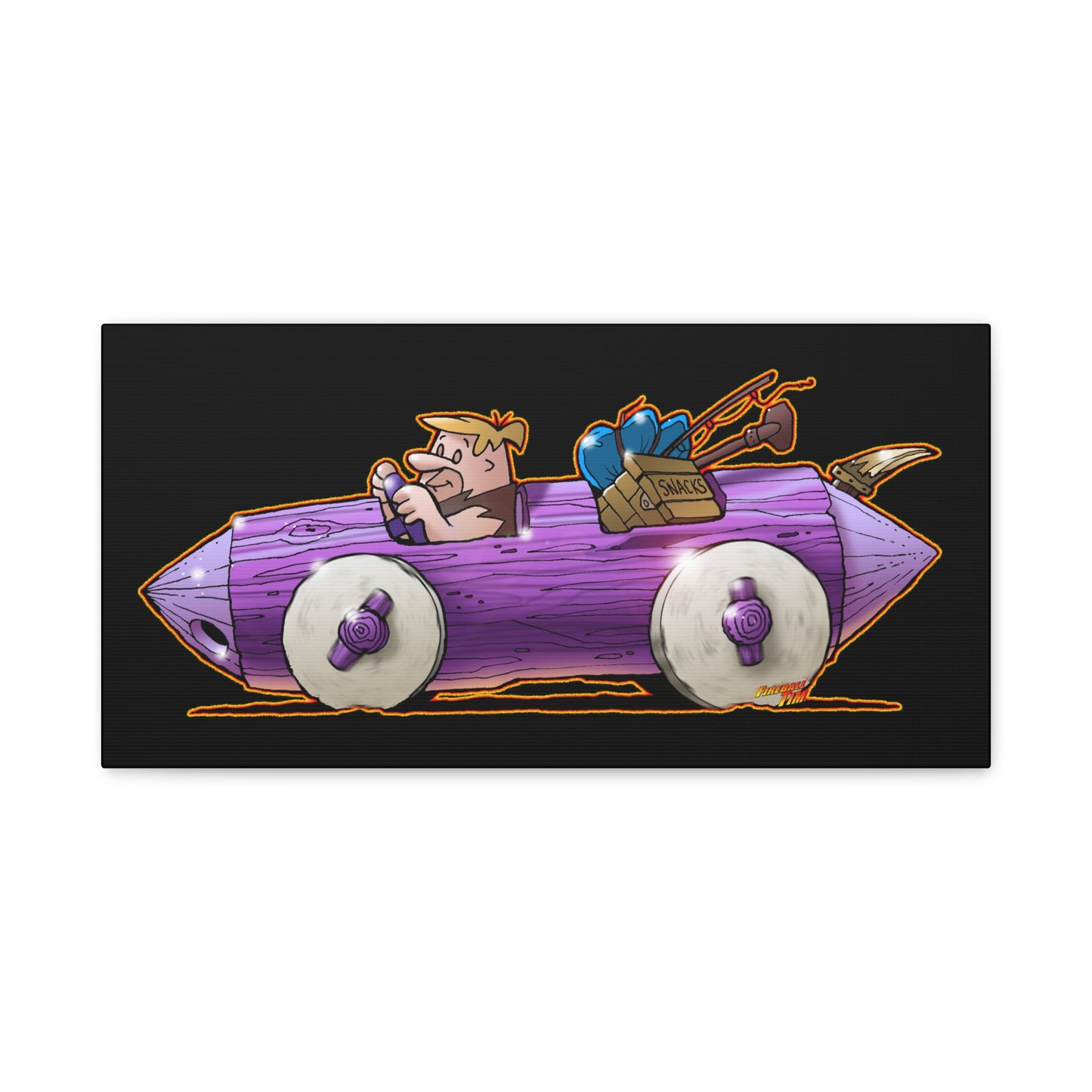 FLINSTONES BARNEY RUBBLE Fireball Art Canvas Wall Print - Multiple Sizes