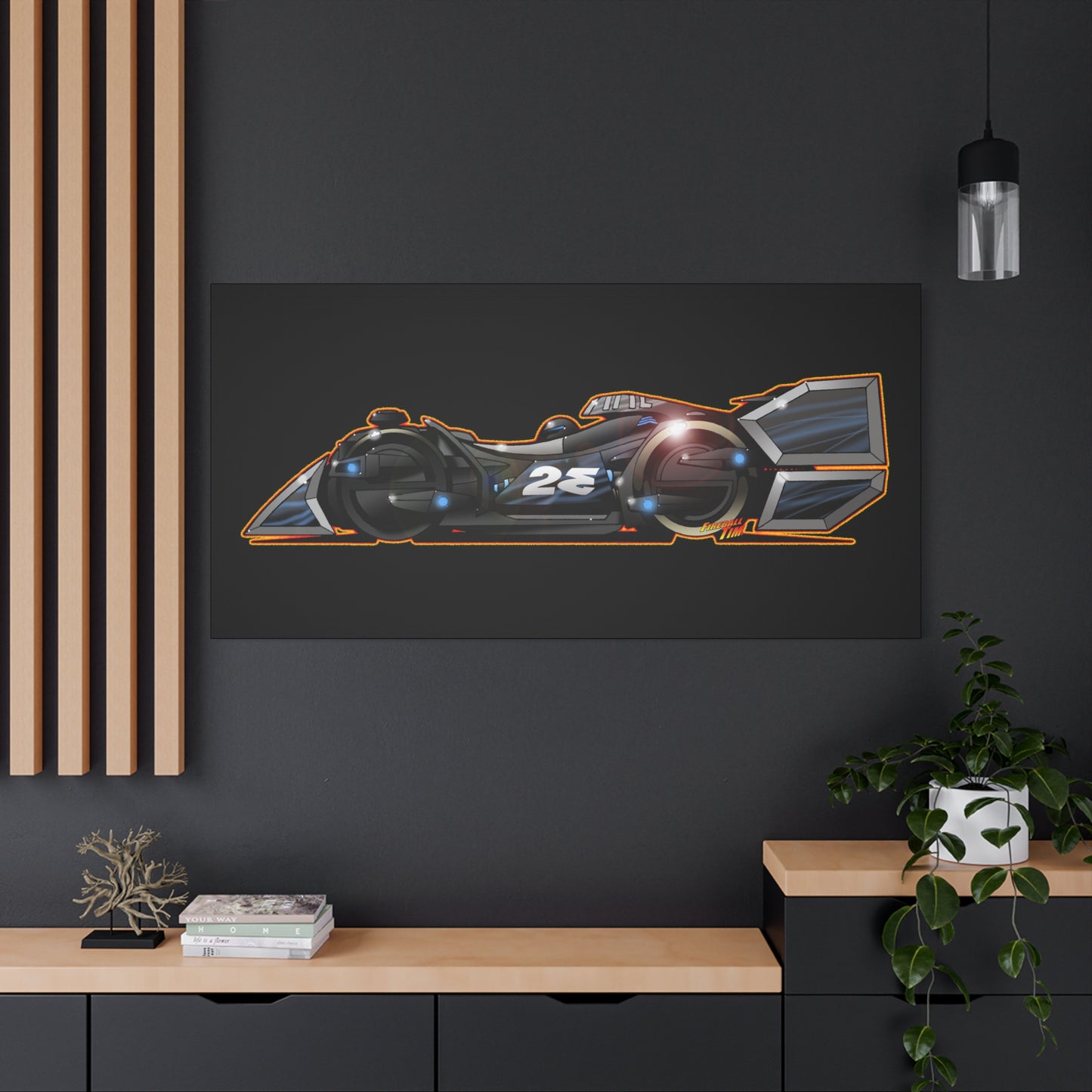 SPEED RACER GRAY GHOST Race Car Fireball Art Canvas Print