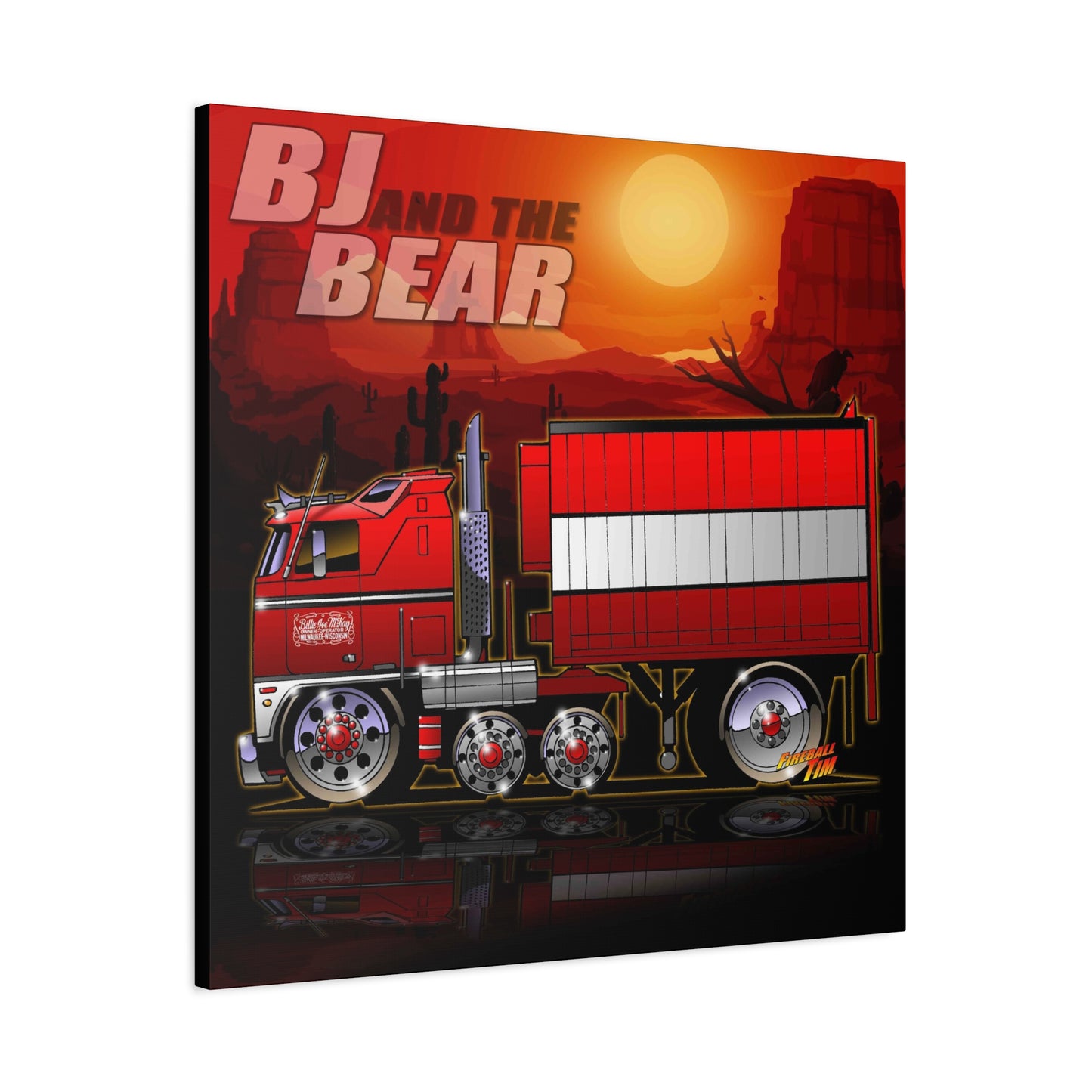 BJ AND THE BEAR TV Show Semi Truck Canvas Art Wall Print - 2 Sizes