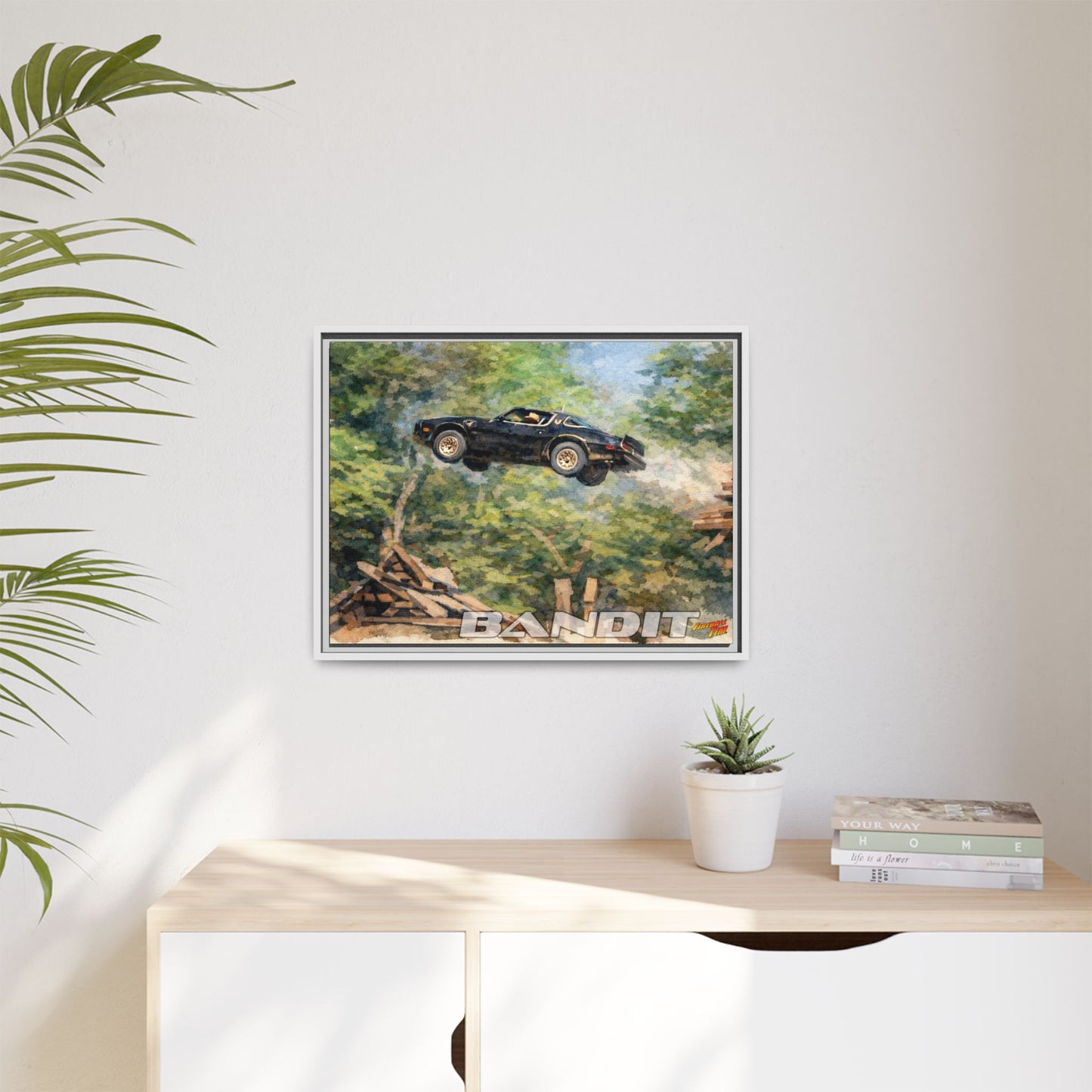 SMOKEY AND THE BANDIT TRANS AM WATERCOLOR PAINTING Fireball Movie Car Canvas Print - Framed 24x18