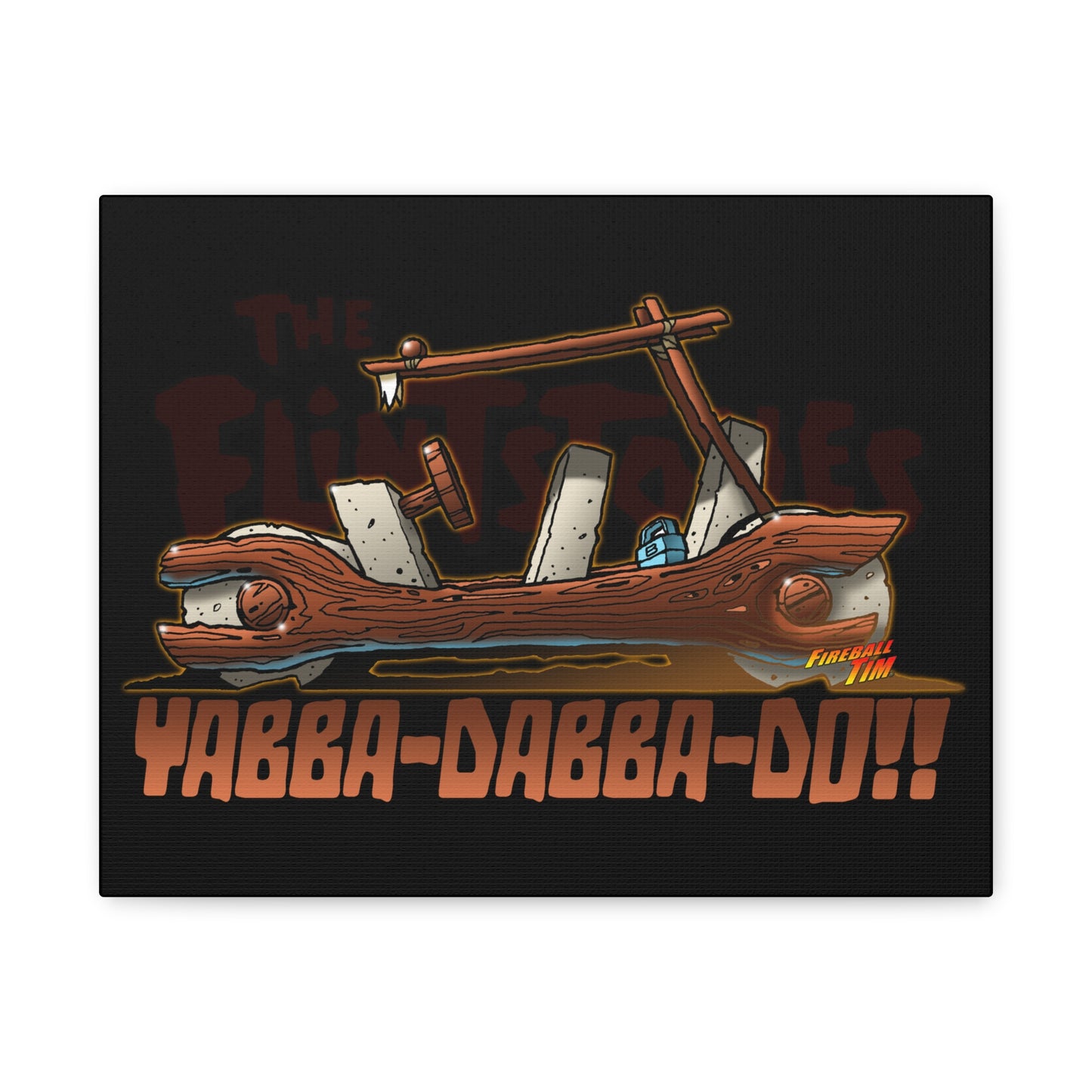 THE FLINTSTONES Cartoon Fred Flintstone Flintmobile Canvas Art Wall Print - 11x14
