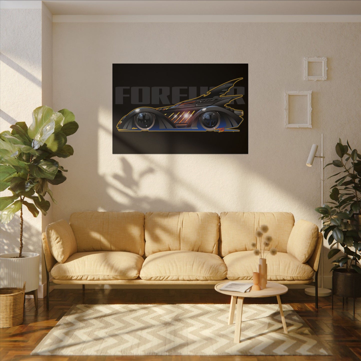 BATMAN FOREVER BATMOBILE Fireball Art Canvas Print
