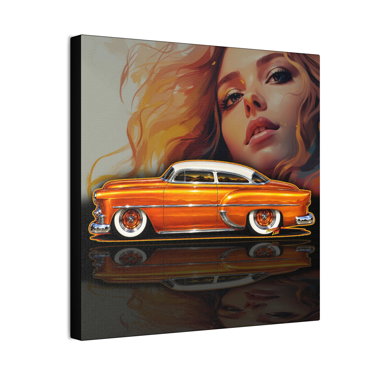 CHEVROLET KUSTOM 1953 Collectible Fireball Art Canvas Stretched Print