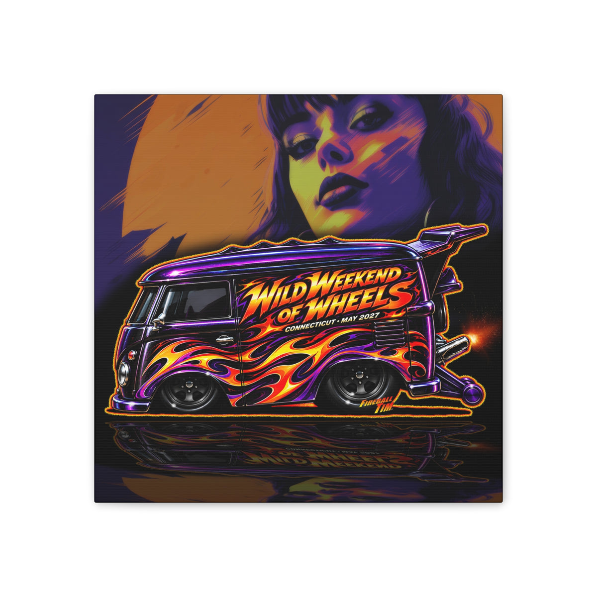 HOT WHEELS Kombi Bus Collectible Fireball Art Canvas Stretched Print