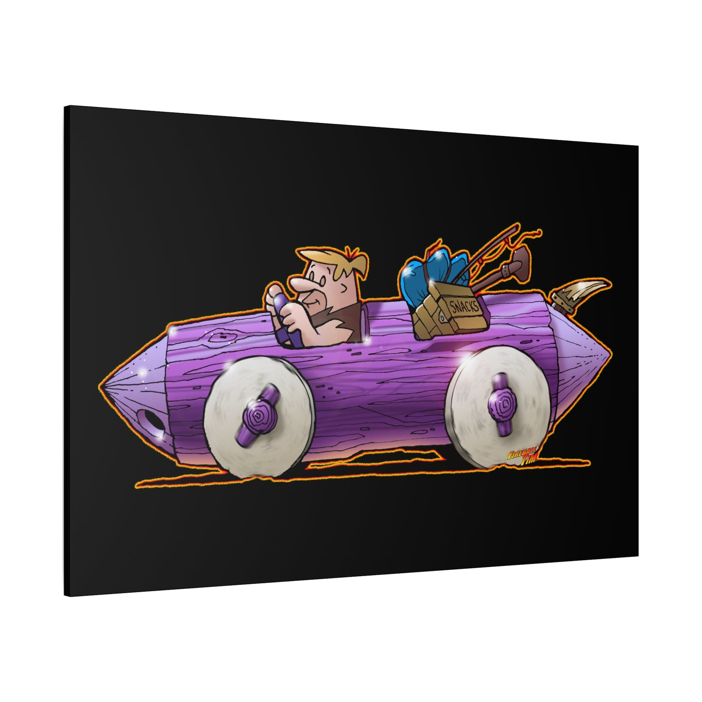 FLINSTONES BARNEY RUBBLE Fireball Art Canvas Wall Print - Multiple Sizes