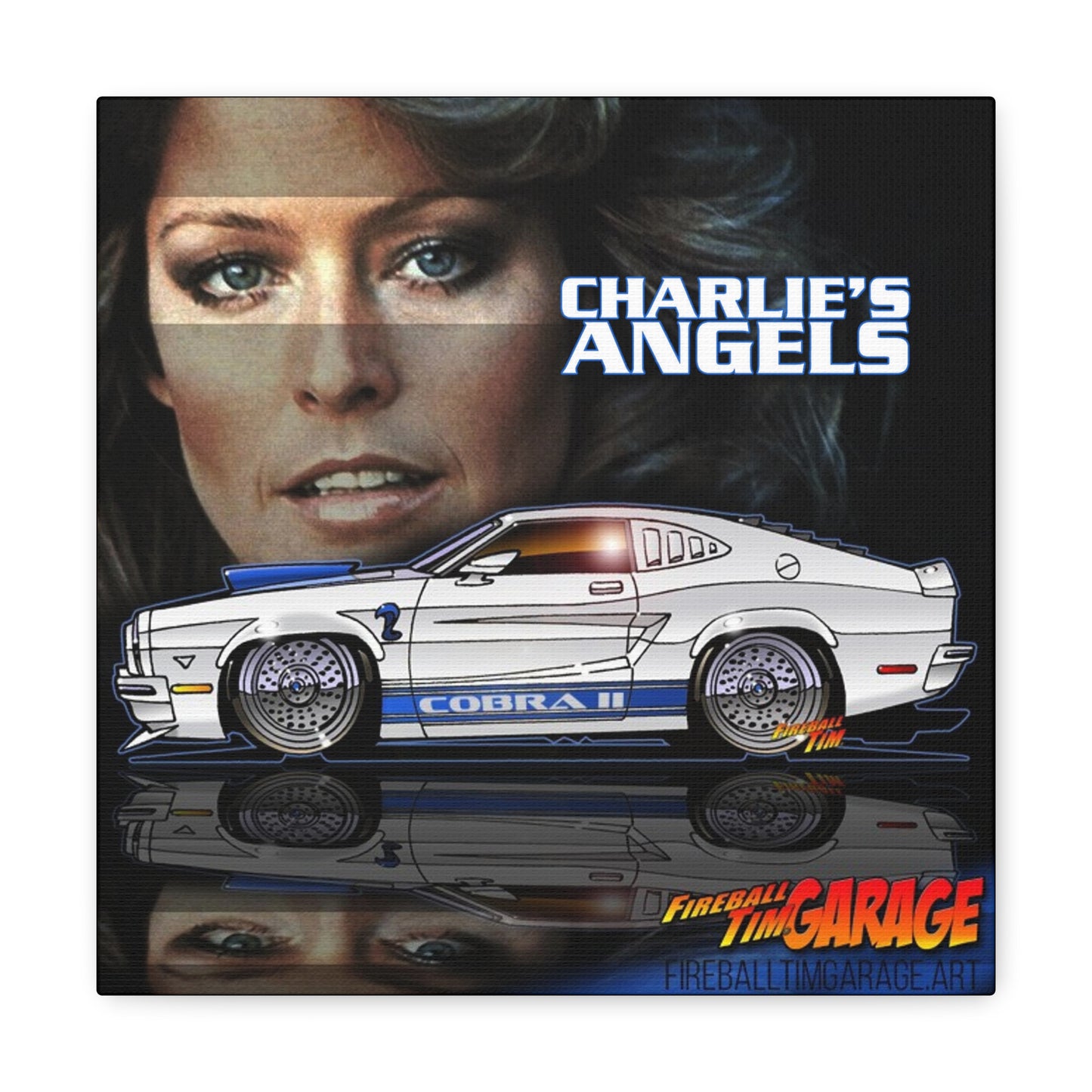 CHARLIES ANGELS TV Show Ford Mustang Cobra 2 Canvas Gallery Garage Art Print 12x12