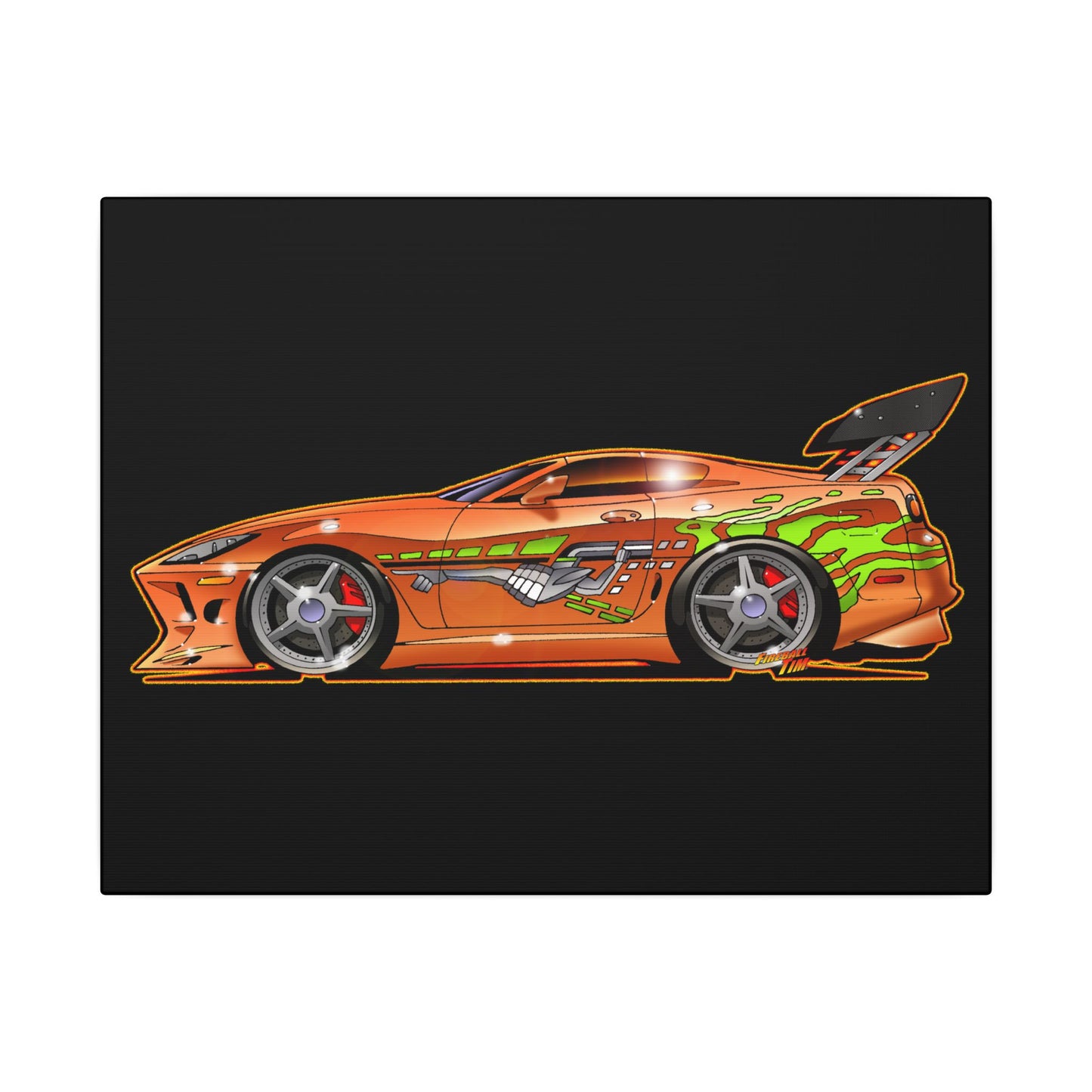 FAST & FURIOUS 1994 TOYOTA SUPRA MK IV Fireball Art Canvas Print - 11x14