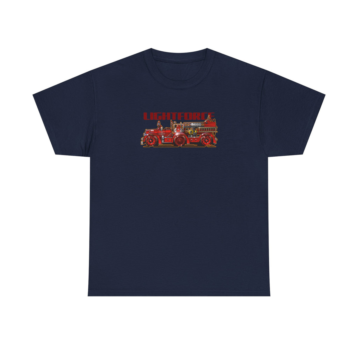LIGHTFORCE VINTAGE 1940 AERIAL LADDER FIRE TRUCK Fireball Art Tee Shirt - Multiples