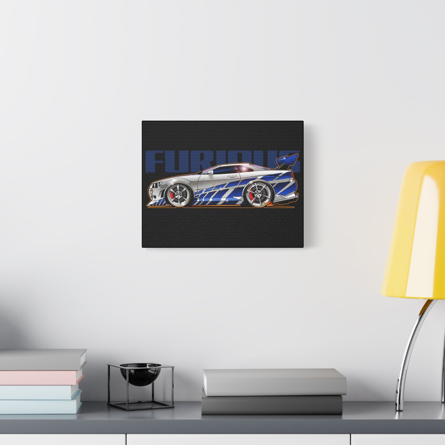 FAST AND FURIOUS NISSAN GTR Paul Walker Fireball Art Canvas Wall Print