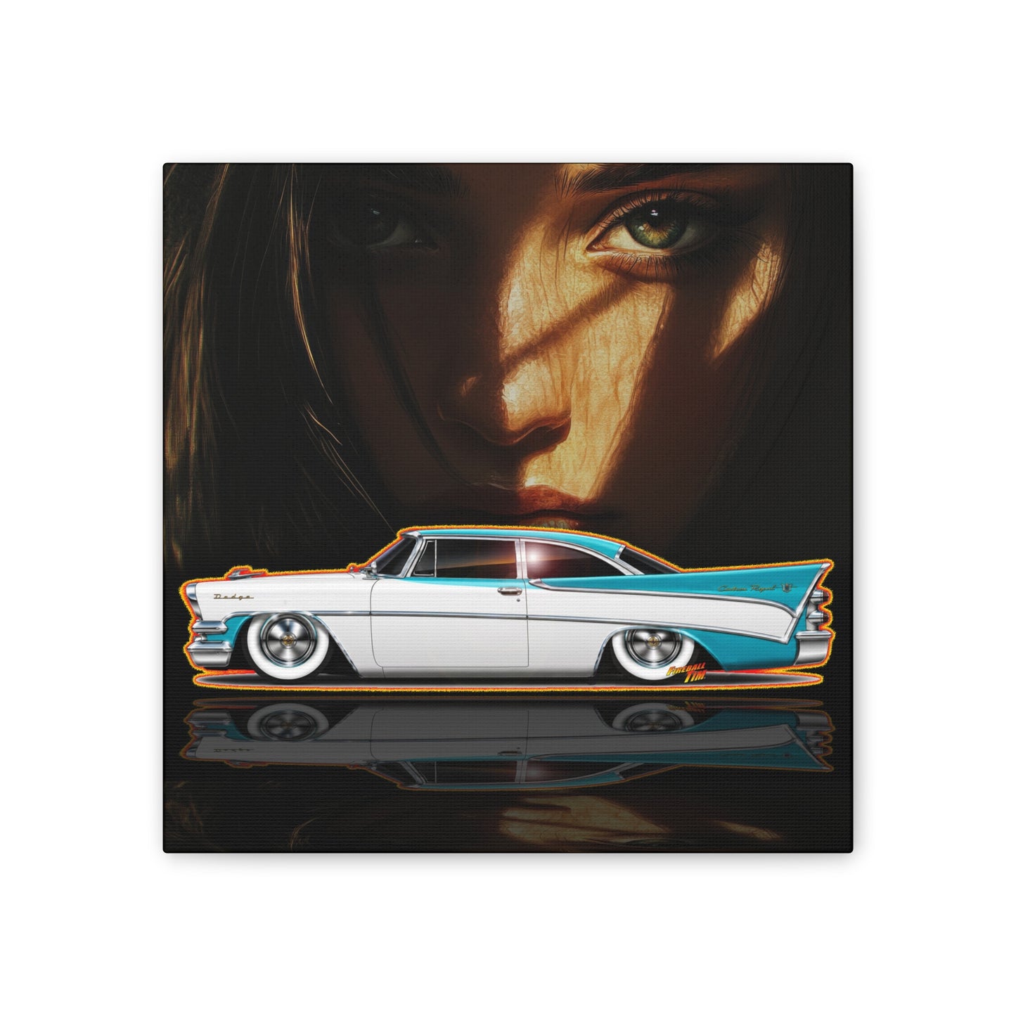DODGE CUSTOM ROYAL 1957 Collectible Fireball Art Canvas Stretched Print