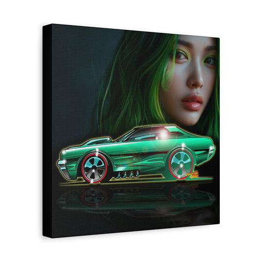 MERCURY COUGAR Muscle Car Fireball Canvas Art Wall Print - 12x12