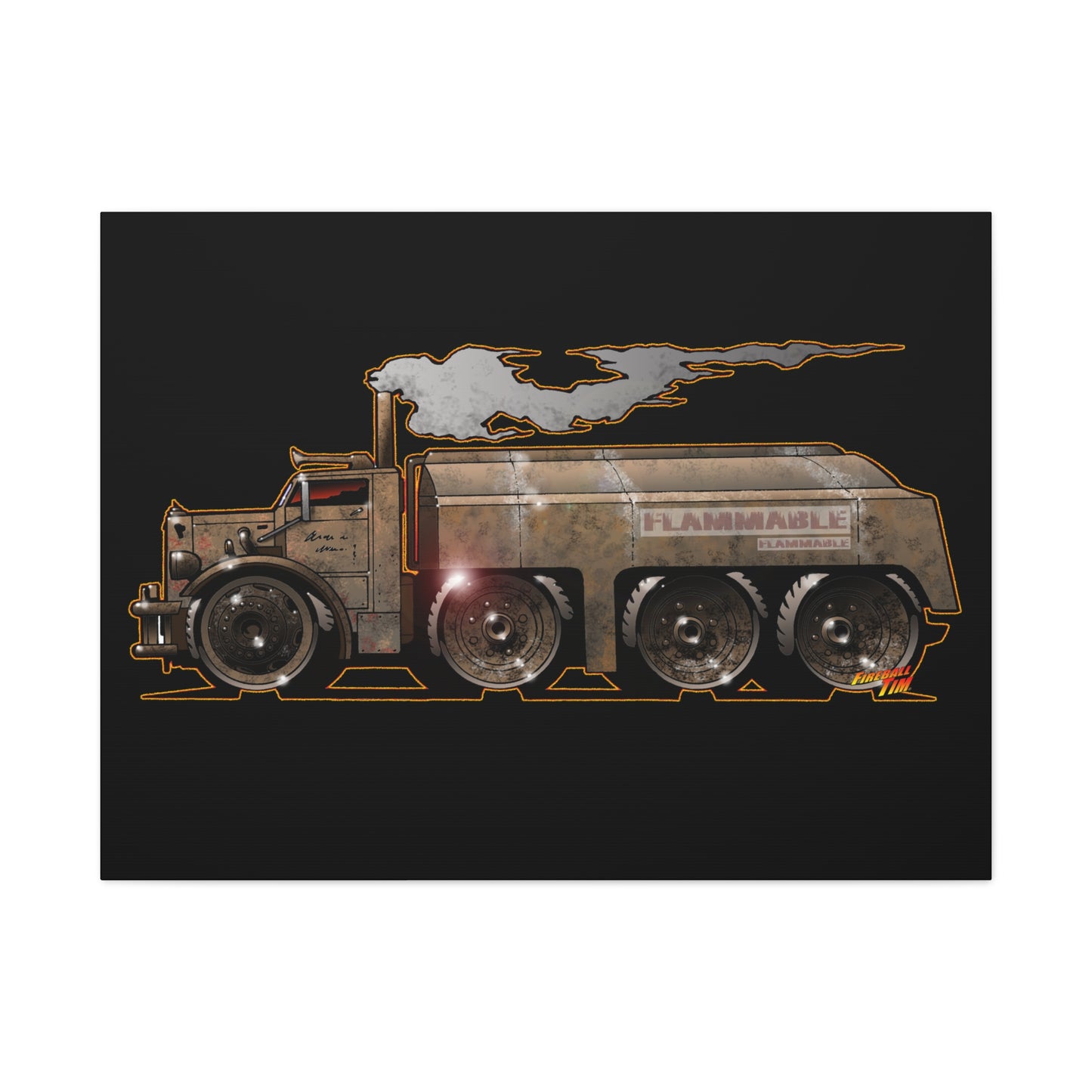 DUEL Killer Movie Truck Fireball Art Canvas Print - Sizes