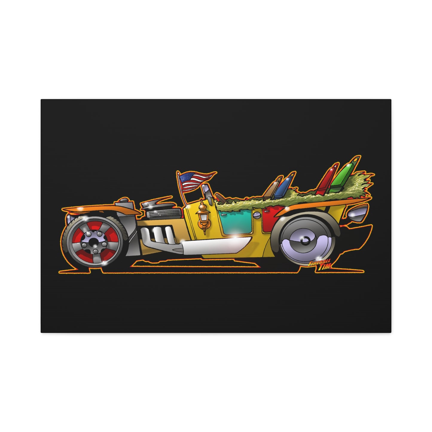 MONGREL T HOT ROD Elvis Easy Come Easy Go Fireball Canvas Art Wall Print