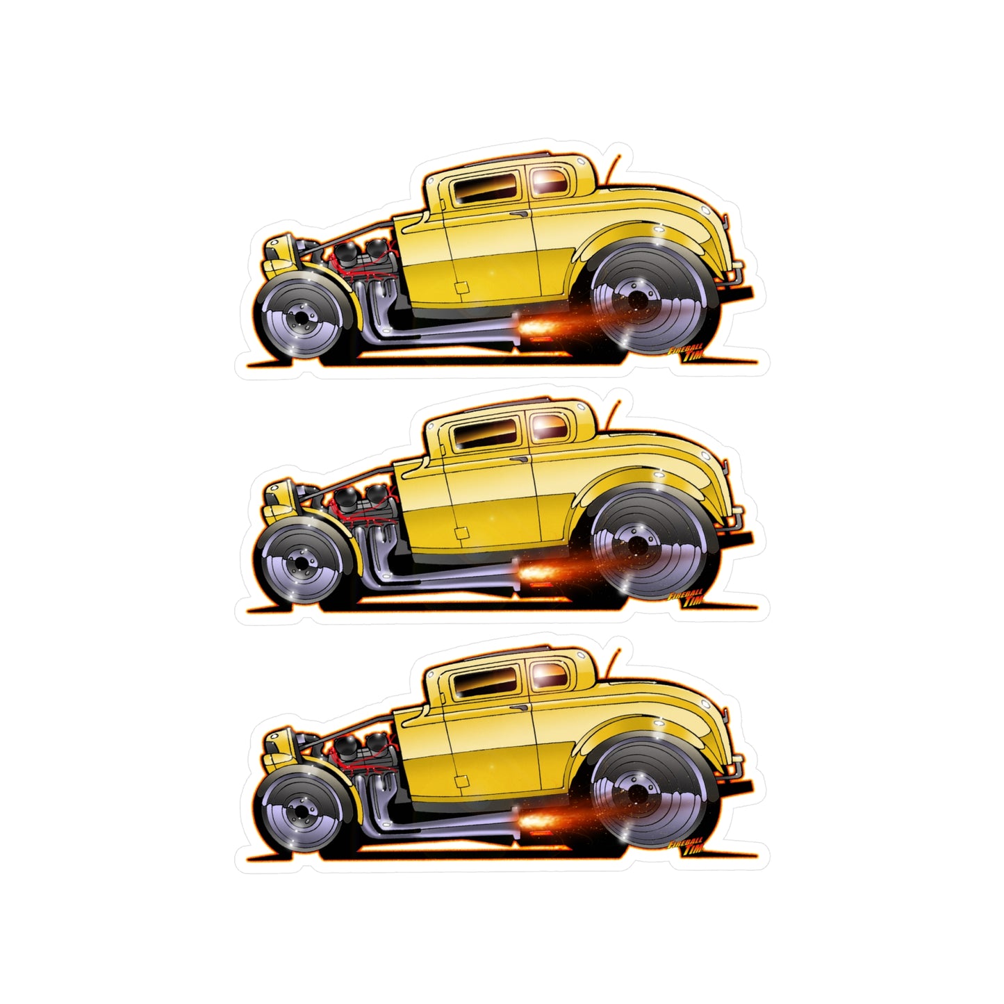 AMERICAN GRAFFITI '32 HOT ROD Movie Car Fireball Art Decal Sticker - 4 Sizes