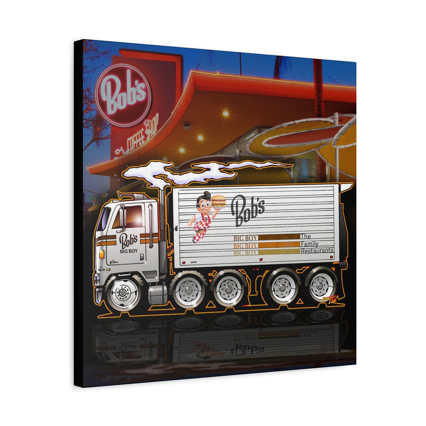 BOB'S BIG BOY Semi Tractor Trailer Truck Collectible Canvas Art Print - 2 Sizes
