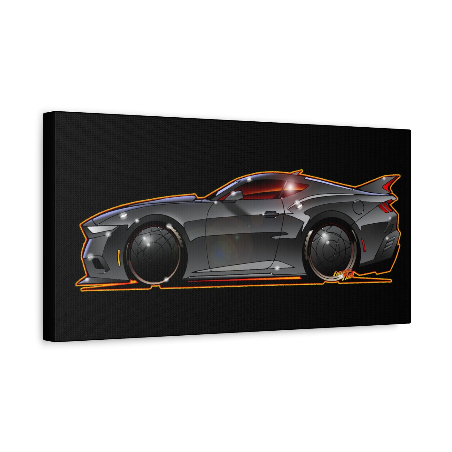 FORD MUSTANG 2025 Silver Streak Fireball Art Canvas Print