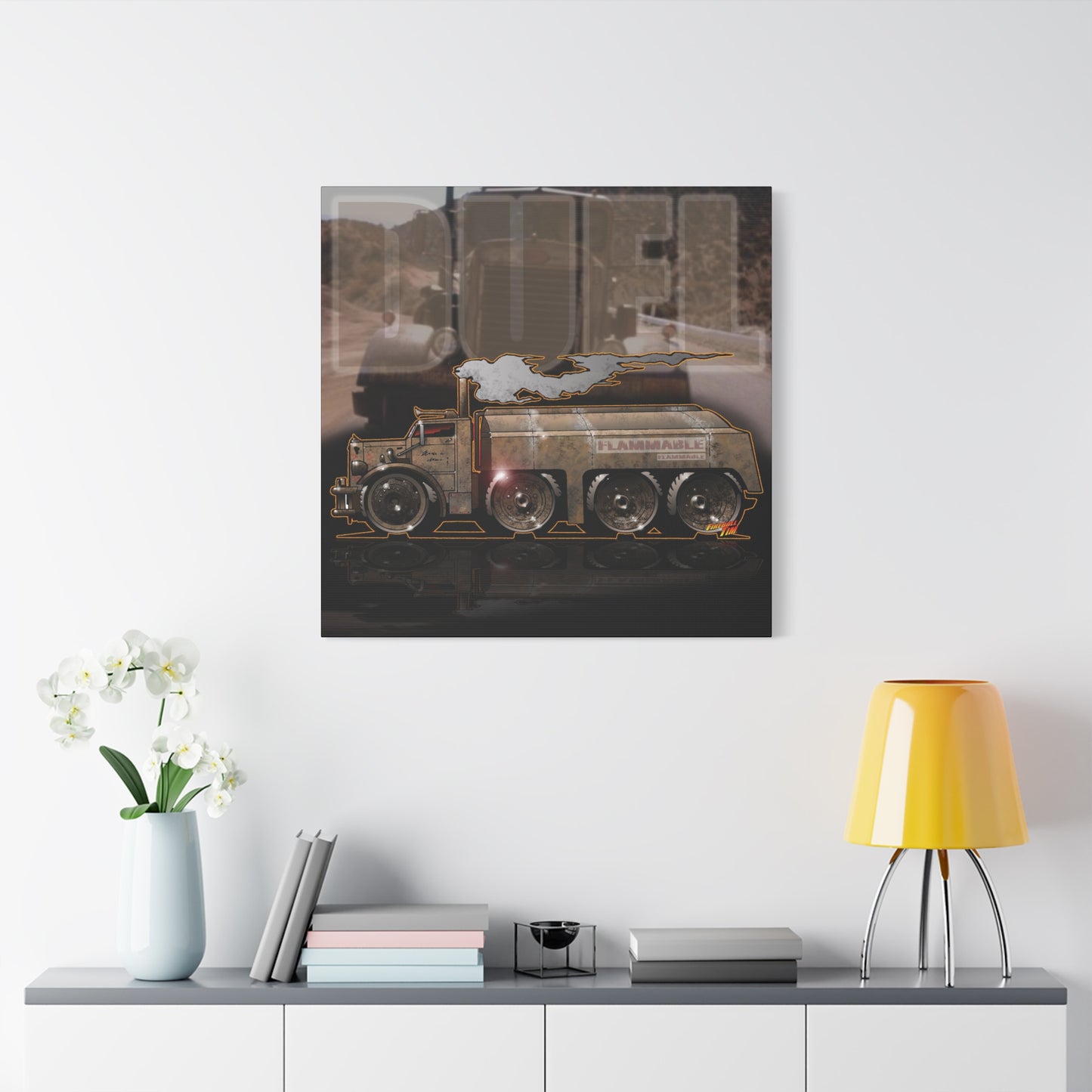 DUEL Killer Movie Truck Fireball Art Canvas Print - Sizes