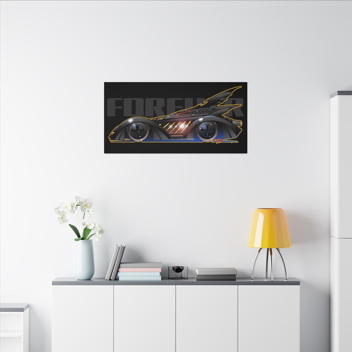 BATMAN FOREVER BATMOBILE Fireball Art Canvas Print