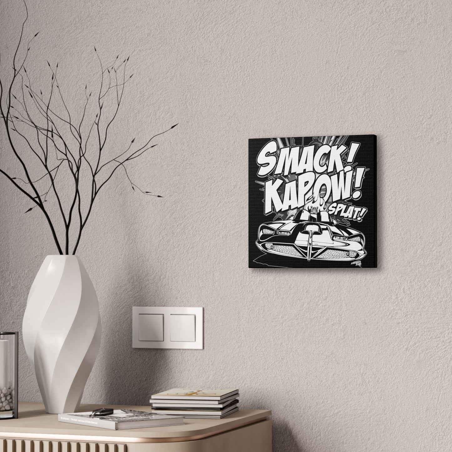 BATMOBILE 1966 BATMAN KAPOW Canvas Art Print - 2 Sizes