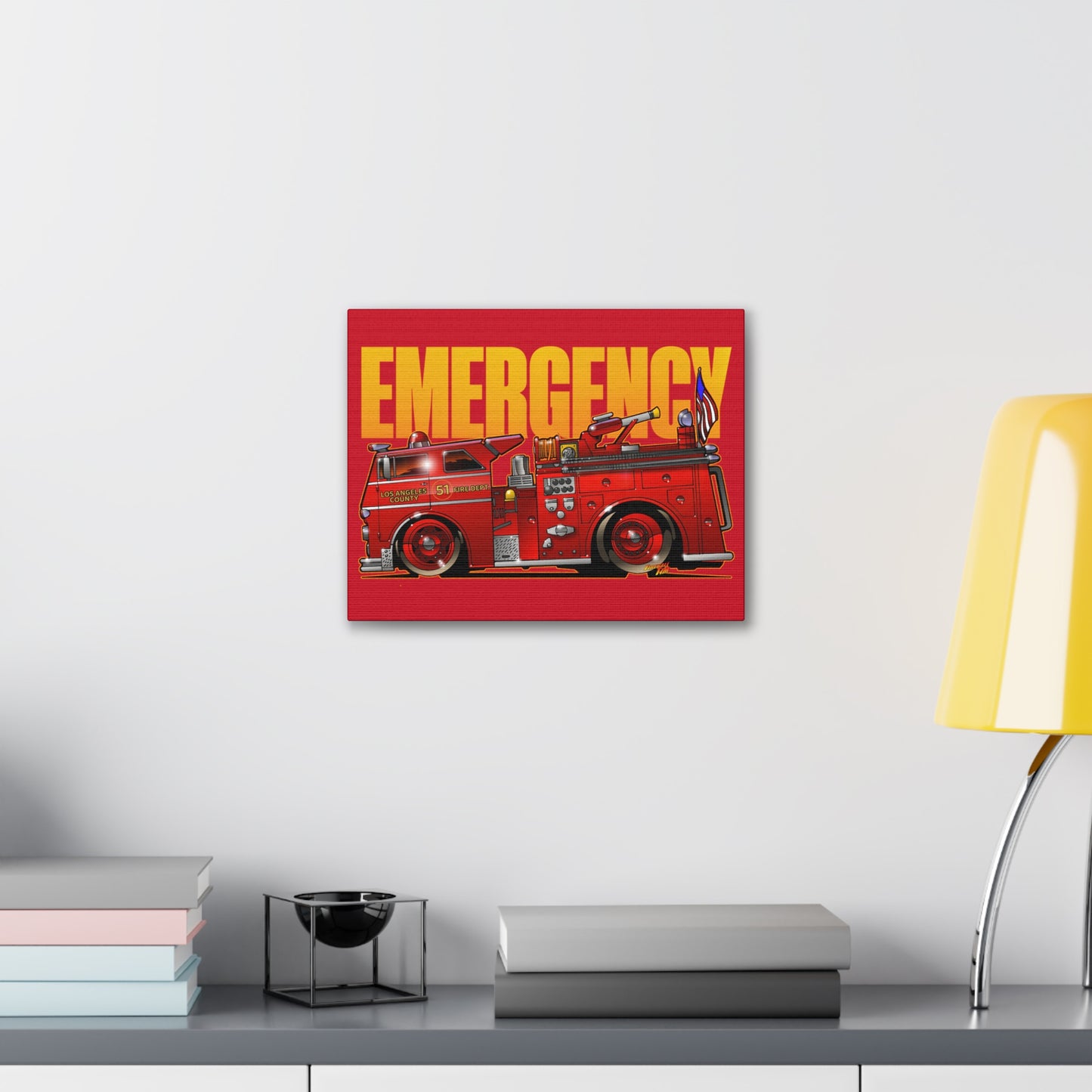 EMERGENCY! TV Show ENGINE 51 Fire Truck Concept Art Canvas Print 11x14