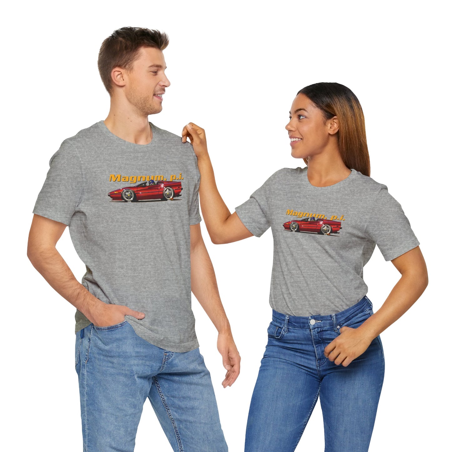 MAGNUM PI FERRARI 308 GTS Unisex Jersey Fireball Art Tee Shirt - Multiple Colors