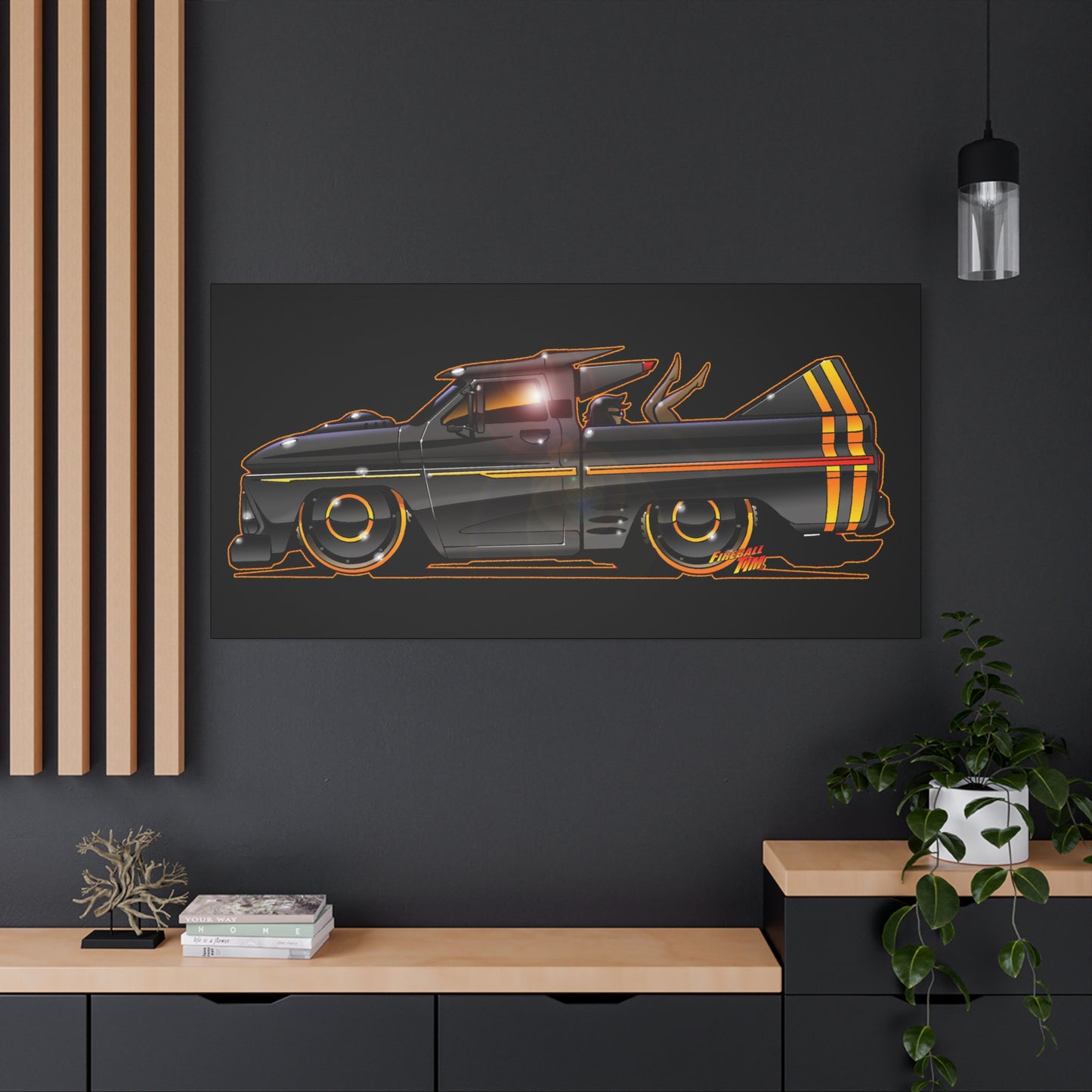 CHEVROLET C10 1960 Stinger Pickup Truck Fireball Art Canvas Print