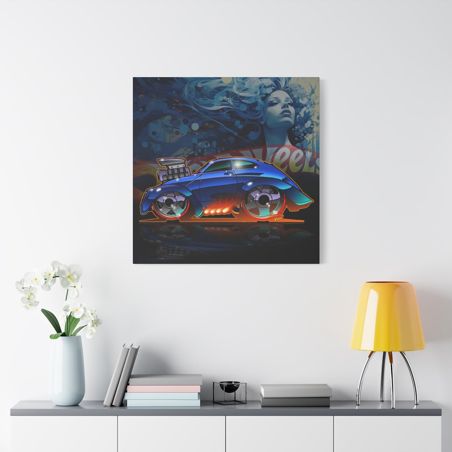 HOT WEEHLS Custom VW Bug Fireball Art Canvas Print