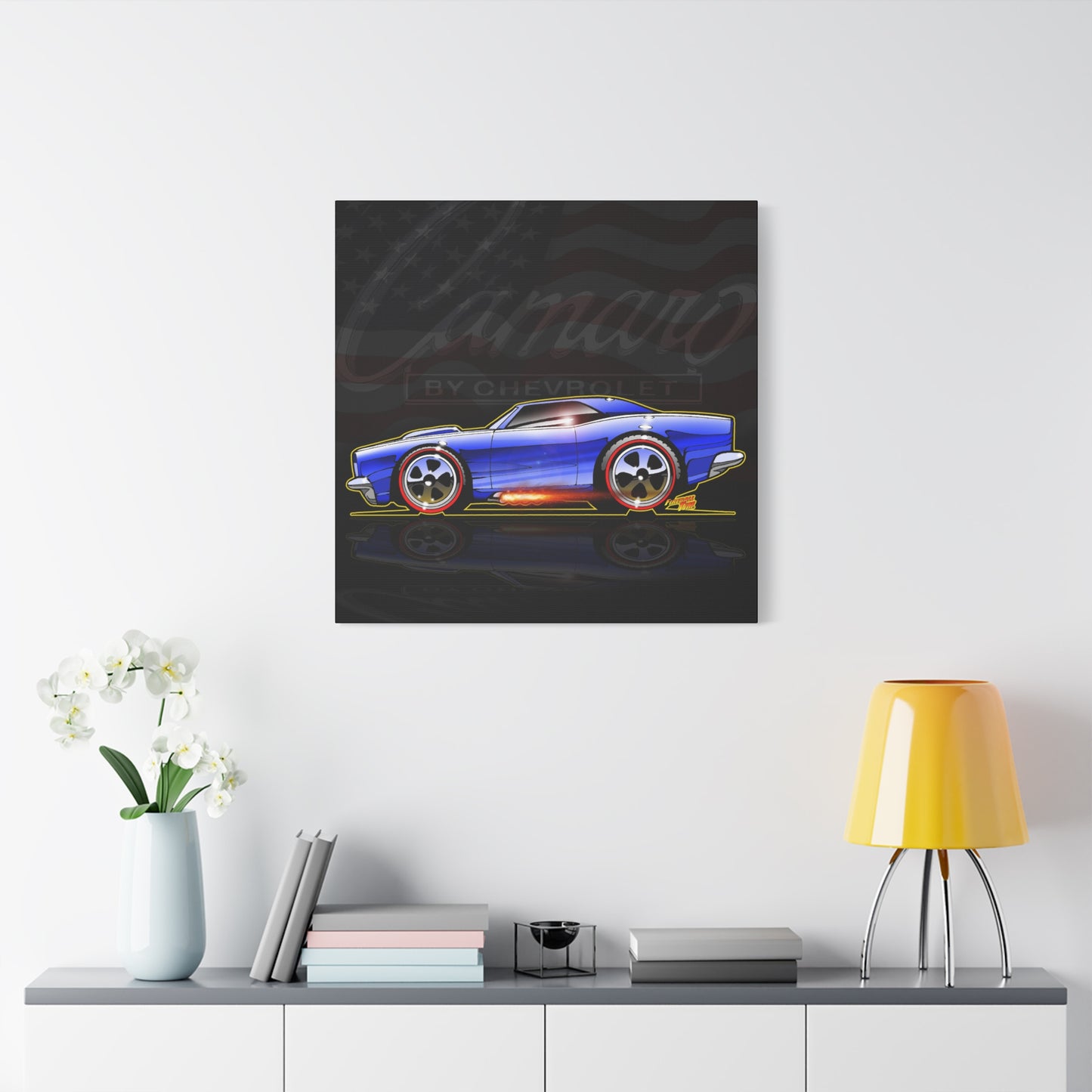 HOT WHEELS CAMARO Custom Collectible Fireball Art Canvas Print